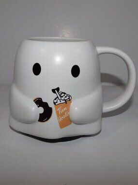 Tim Hortons Ghost Mug Halloween 2024 White Bats Ceramic colour changing UNUSED